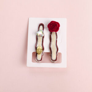 Flocked Flower Hair Clips 2pcs - Image 1
