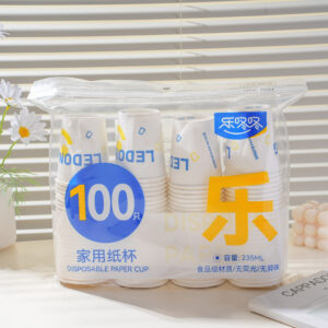 Disposable Paper Cups 100pcs 235ml-8022 - Image 1