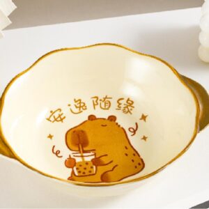 Capybara Series – 9 Double-Handle Lotus Leaf Deep Plate 1464 - Image 1