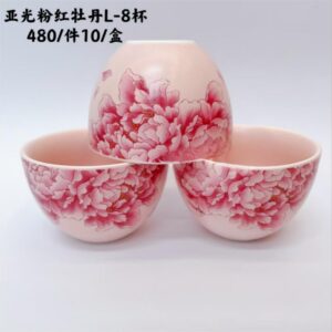 Matte Pink Cup with Peony 50ml-L-8 - Image 1