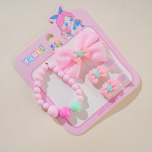 Bracelet + Bowknot Hair Clip Jewelry Set - Image 3