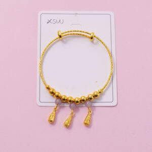Gold Jade Bead Bangle - Image 1