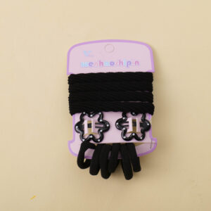 Black Flower Hair Clip Hair Tie 12pcs - Image 3