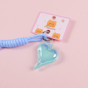 Heart Fabric Strap Blue Keychain - Image 3