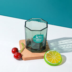 Red cherry green glass cup 200ml- 8607 - Image 1
