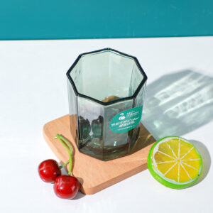 Red cherry green glass cup 200ml- 8607 - Image 4
