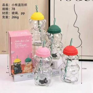 Bear Straw Glass Cup 380ML (Color Box Packing) - Image 1