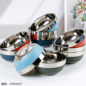 Colorful 14cm old style white gold bowl 304 - Image 1