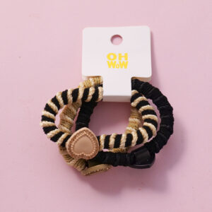 Heart Rhinestone Woven Hair Ties 3pcs - Image 1