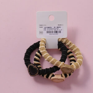 Heart Rhinestone Woven Hair Ties 3pcs - Image 3