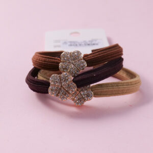 Rhinestone Flower Woven Hair Ties 3pcs - Image 2