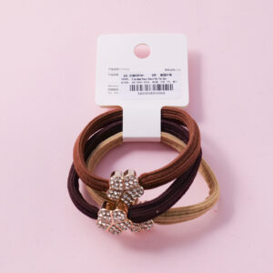 Rhinestone Flower Woven Hair Ties 3pcs - Image 3
