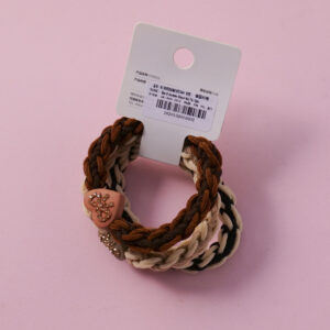 Bow Rhinestone Woven Hair Ties 3pcs - Image 3