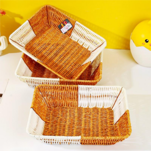 Large Two-Tone Rectangular Iron Wicker Basket – LN87 - Image 1