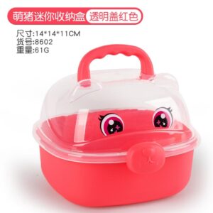Coral Red Base Storage Box with Transparent Lid 8602 - Image 1