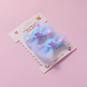Straw Hat Sequin Gauze Hair Clips 2pcs - Image 3