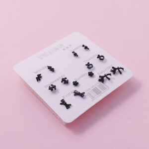 Random Mixed Style Black 7Pairs Earring-5 - Image 2