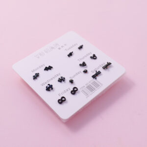 Random Mixed Style Black 7Pairs Earring-6 - Image 2