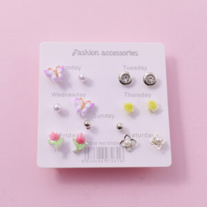 Random Mixed Style Epoxy 7Pairs Earring-10 - Image 1