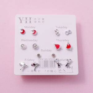Random Mixed Style Epoxy 7Pairs Earring-6 - Image 1