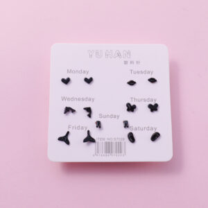Random Mixed Style Black 7Pairs Earring-4 - Image 1