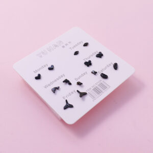 Random Mixed Style Black 7Pairs Earring-4 - Image 2