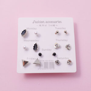 Random Mixed Style Epoxy 7Pairs Earring-4 - Image 1