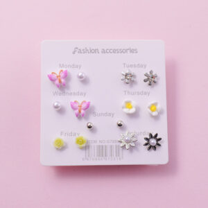 Random Mixed Style Epoxy 7Pairs Earring-7 - Image 1