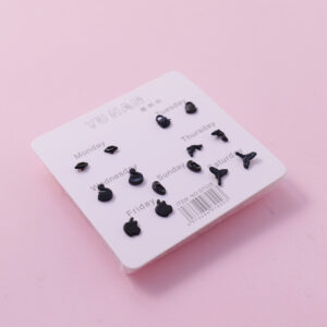 Random Mixed Style Black 7Pairs Earring-3 - Image 2