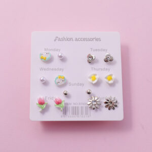 Random Mixed Style Epoxy 7Pairs Earring-8 - Image 1