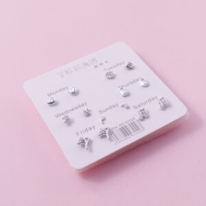 Random Mixed Style Silver 7Pairs Earring-7 - Image 2