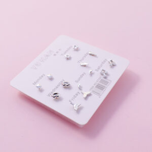 Random Mixed Style Silver 7Pairs Earring-3 - Image 2