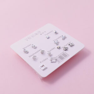 Random Mixed Style Silver 7Pairs Earring-6 - Image 2
