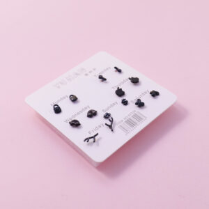 Random Mixed Style Black 7Pairs Earring-1 - Image 2