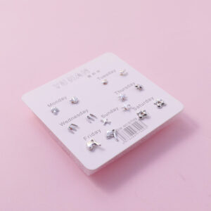 Random Mixed Style Silver 7Pairs Earring-1 - Image 2