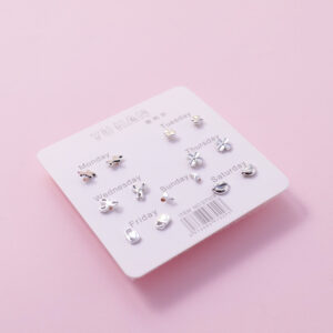 Random Mixed Style Silver 7Pairs Earring-2 - Image 2