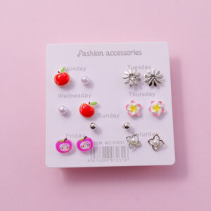 Random Mixed Style Epoxy 7Pairs Earring-9 - Image 1