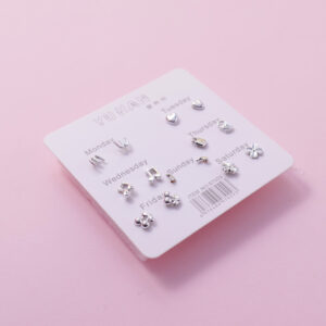 Random Mixed Style Silver 7Pairs Earring-4 - Image 2