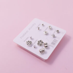 Random Mixed Style Silver 6Pairs Earring-1 - Image 2