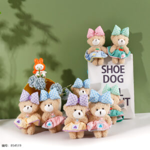 Colorful Checkered Skirt Bear Charm - Image 1