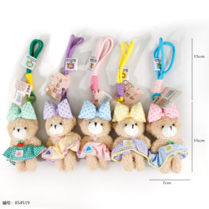 Colorful Checkered Skirt Bear Charm - Image 2