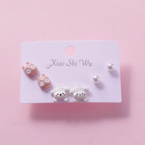 Random Mixed Style Cartoon Pearl 3Pairs Earring-7 - Image 1