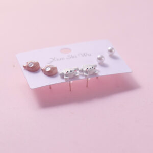 Random Mixed Style Cartoon Pearl 3Pairs Earring-7 - Image 2