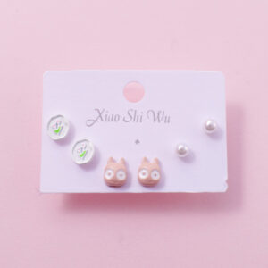 Random Mixed Style Cartoon Pearl 3Pairs Earring-3 - Image 1
