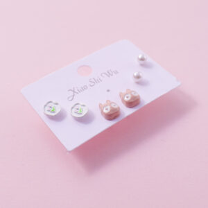 Random Mixed Style Cartoon Pearl 3Pairs Earring-3 - Image 2