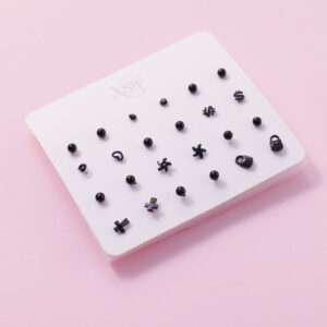 Random Mixed Style Black 12Pairs Earring-1 - Image 2