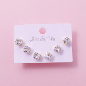 Random Mixed Style Rhinestone 3Pairs Earring - Image 1