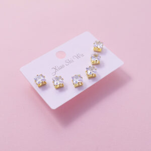 Random Mixed Style Rhinestone 3Pairs Earring - Image 2