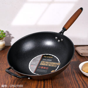 Abbofi 32 Wood and Stone Wok with Ears - Image 1