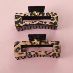 Leopard Print Square Hair Claw 13cm - Image 1
